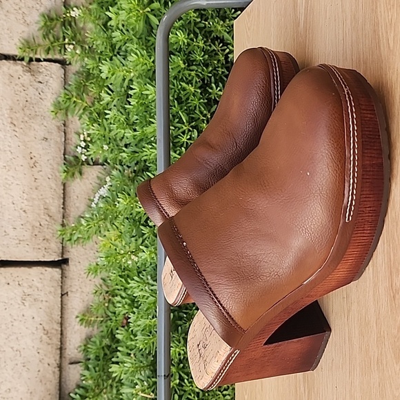 Women's Korks Lori Platform Block Heel Clog Mule Comfort Tan / Brown Size 10 - Picture 3 of 10